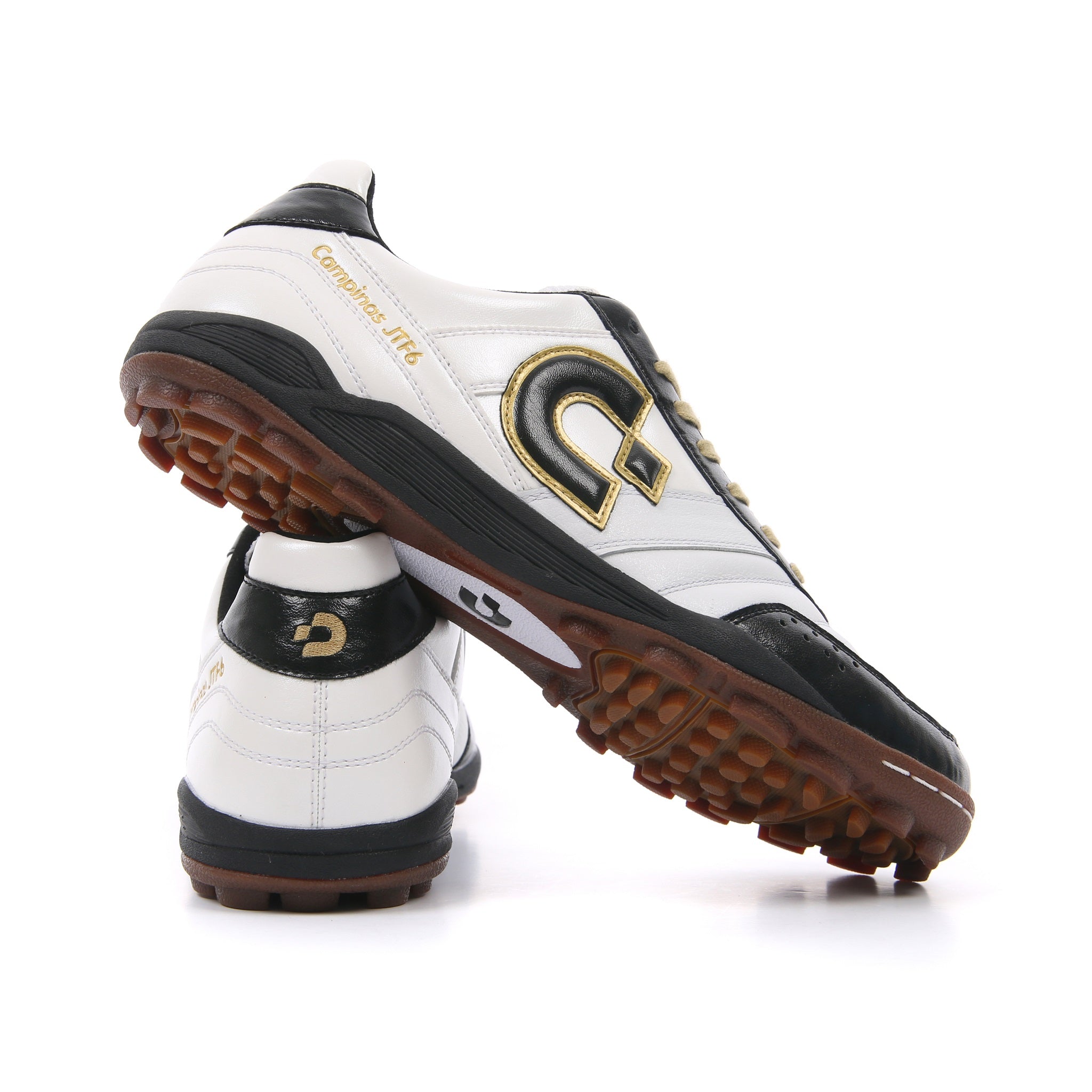 Desporte Campinas JTF6 white black gold turf soccer shoes