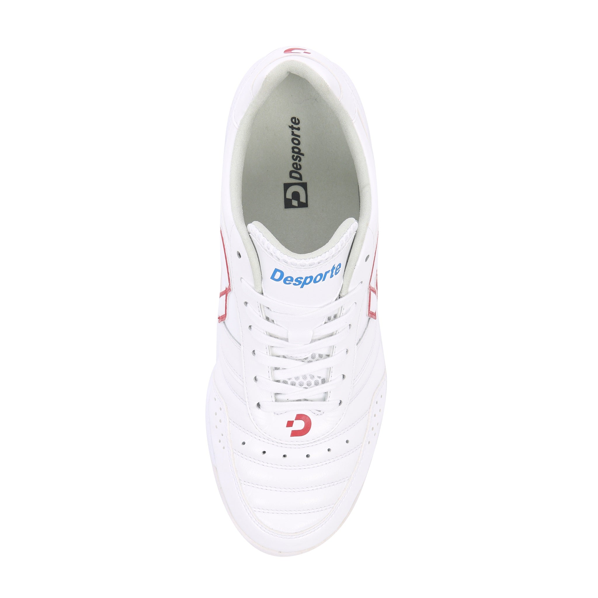 Desporte Campinas JTF6 white red turf soccer shoe synthetic suede leather lining and insole