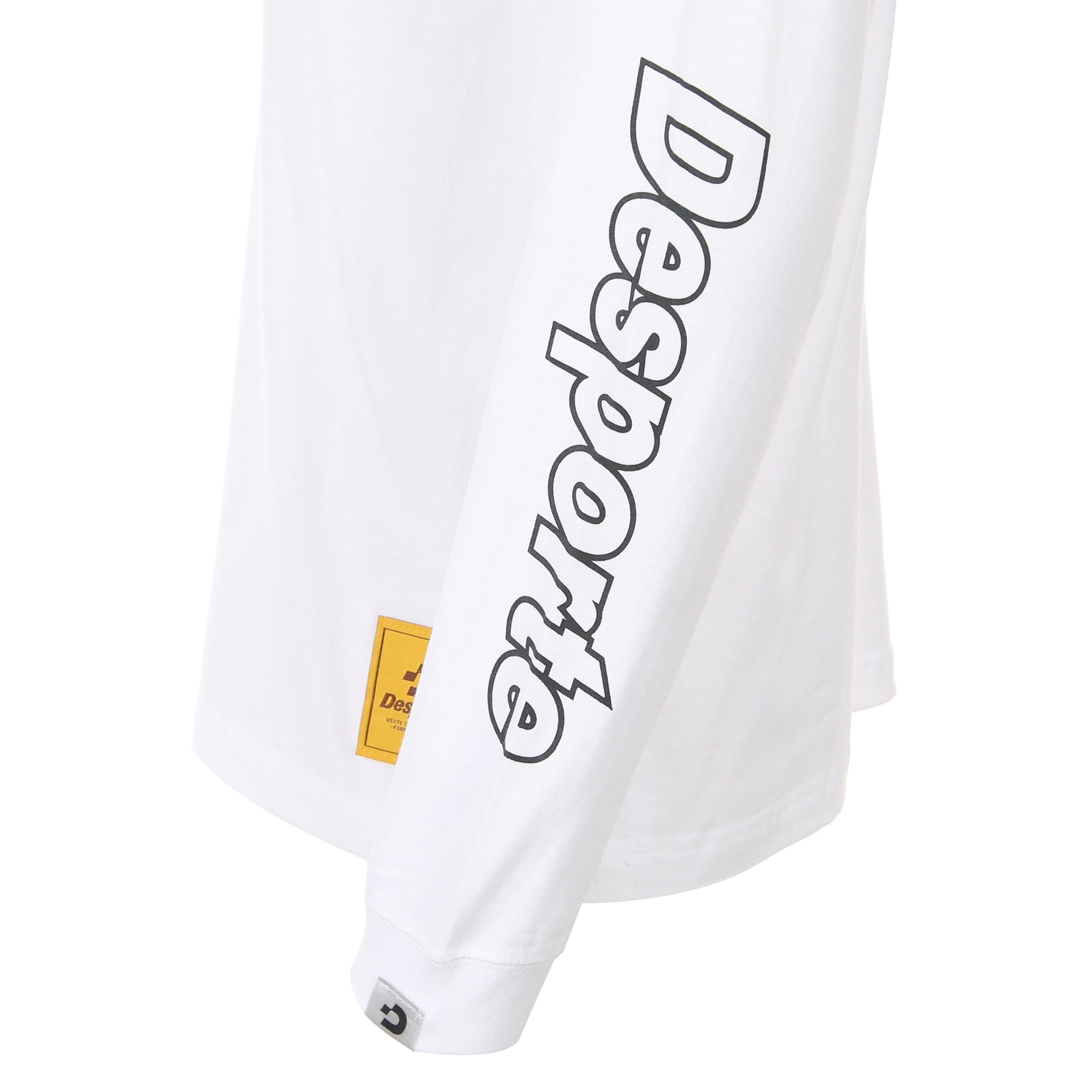 Desporte white long sleeve cotton t-shirt left arm logo print